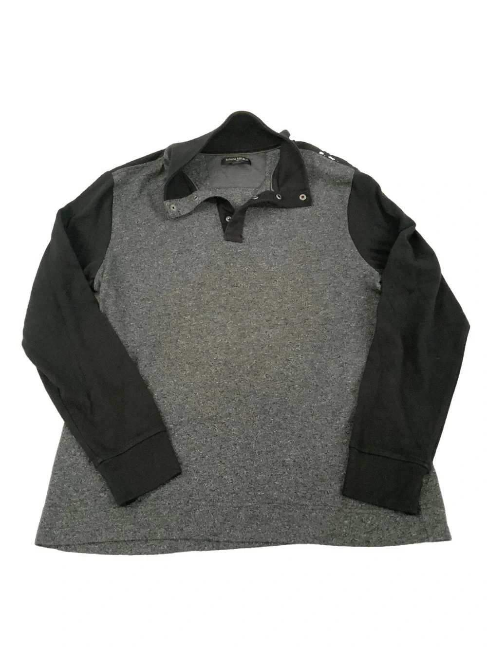 Banana Republic Sweater Men’s Large Mock Neck Long Sleeve Pullover Gray Black
